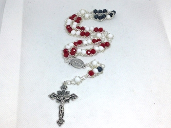American Flag Ladder Rosary custom, handmade, ladder rosary, Catholic, United States, American Flag, USA, America, stars and stripes, rosary, Miraculous Medal, Immaculate Conception, fireworks, Benedict Beads