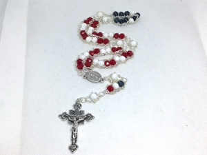 American Flag Ladder Rosary custom, handmade, ladder rosary, Catholic, United States, American Flag, USA, America, stars and stripes, rosary, Miraculous Medal, Immaculate Conception, fireworks, Benedict' Beads