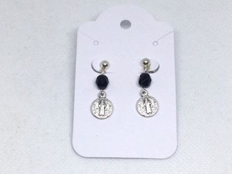 Black Benedictine Earrings handmade, earrings, Catholic, jewelry, St. Benedict, black, czech glass, Benedictine