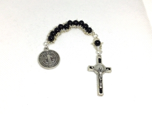Black Benedictine Tenner Rosary custom, ladder rosary, build your own, rosary, glass, semi-precious stone, Benedictine, blessed virgin, Our Lady, Trinity, Saint Benedict, Saint Brigid