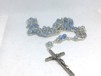 Frosted Blue and Crystal Ladder Rosary (Ladderization) 