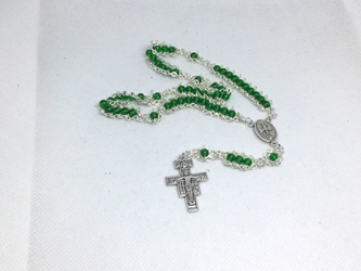 Green Mini Ladder Rosary custom, Catholic, emerald green, mini-rosary, Ladder Rosary, 4mm, St. Benedict, green, san damiano