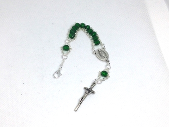 Green Our Lady of Guadalupe Rosary Bracelet custom, ladder rosary, build your own, rosary, glass, semi-precious stone, blessed virgin, Our Lady, Trinity, Catholic, Our Lady of Guadalupe, Papal Crucifix