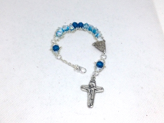Immaculate Heart of Mary Variegated Ladder Rosary Bracelet custom, ladder rosary, build your own, rosary, glass, semi-precious stone, prayer, fasting, blessed virgin, Our Lady, Trinity, single decade, bracelet, Immaculate Heart of Mary, Immaculate Heart, Heart of Mary, IHM, Sorrowful Mother, Unity crucifix