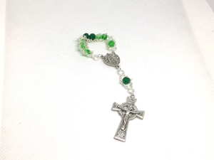 Irish Variegated Single Decade Rosary custom, ladder rosary, build your own, rosary, glass, semi-precious stone, Irish, blessed virgin, Our Lady, Trinity, Saint Patrick, Saint Brigid