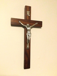 Large Handmade Mahogany Crucifix Handmade, crucifix, Catholic, mahogany, homemade, Jesus, silver, Christian, beveled