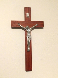 Large Handmade Padauk Crucifix Handmade, crucifix, Catholic, padauk, homemade, Jesus, silver, Christian