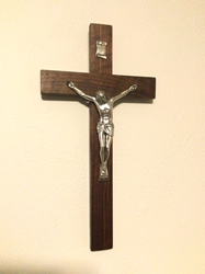 Large Handmade Walnut Crucifix Handmade, crucifix, Catholic, walnut, homemade, Jesus, silver, Christian