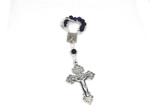 Lenten Single Decade Rosary custom, ladder rosary, build your own, rosary, glass, semi-precious stone, Lent, prayer, fasting, blessed virgin, Our Lady, Trinity, Pardon Crucifix, Ecce Homo, Sorrowful Mother, single decade, tenner