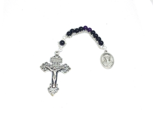 Lenten Tenner Rosary custom, ladder rosary, build your own, rosary, glass, semi-precious stone, Lent, prayer, fasting, blessed virgin, Our Lady, Trinity, Pardon Crucifix, Ecce Homo, Sorrowful Mother