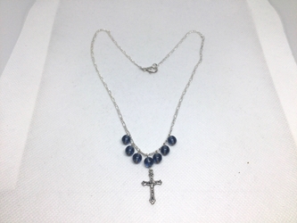 Montana Blue and Crucifix Necklace custom, Catholic, necklace, jewelry, Mary, crucifix, blue