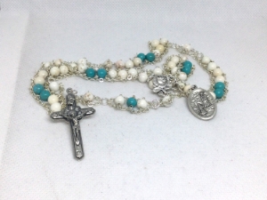 Our Lady of Lourdes Magnesite Ladder Rosary ladder rosary, hand made, Catholic, Our Lady of Lourdes, Bernadette Siborious, Lourdes, France, magnesite,