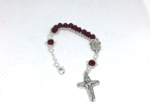 Our Lady of Sorrows Rosary Bracelet custom, ladder rosary, build your own, rosary, glass, semi-precious stone, Lent, prayer, fasting, blessed virgin, Our Lady, Trinity, Ecce Homo, Sorrowful Mother, single decade, bracelet, Our Lady of Sorrows