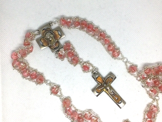 Pink and Crystal Ladder Rosary (Ladderization) ladderization, custom, handmade, Catholic, ladder rosary, pink and crystal, matching center and crucifix
