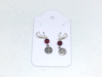 Red Benedictine Earrings handmade, earrings, Catholic, jewelry, St. Benedict, red, czech glass, Benedictine