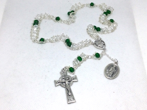 St. Patrick Crystal Irish Ladder Rosary custom, Catholic, saint patrick, patrick, irish, saint brigid, celtic, ladder rosary, crystal, 