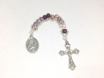 The Little Flower Tenner Rosary custom, ladder rosary, build your own, rosary, glass, semi-precious stone, little flower, blessed virgin, Our Lady, Trinity, Therese, Lisieux