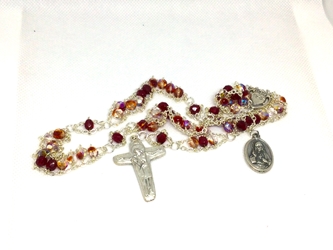 The Sacred Heart Variegated Rosary custom, ladder rosary, build your own, rosary, glass, Sacred Heart, Catholic, red, crystal, garnet