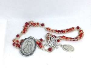 Variegated Divine Mercy Chaplet custom, Catholic, Divine Mercy Chaplet, red and white, Faustina, John Paul II, image, Jesus, rays of mercy, chaplet of Divine Mercy, Divine Mercy