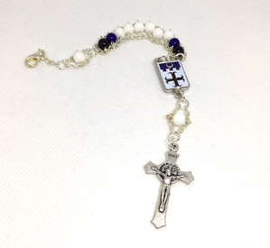 White Abbey Rosary Bracelet custom, ladder rosary, build your own, rosary, glass, semi-precious stone, kansas monks, blessed virgin, Our Lady, Trinity, confirmation