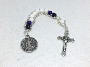 White Abbey Tenner Rosary custom, ladder rosary, build your own, rosary, glass, semi-precious stone, kansas monks, blessed virgin, Our Lady, Trinity, confirmation