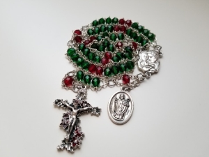 The Christmas Rosary catholic, christmas, gift idea, Jesus, Mary, Joseph, Saint Nicholas, St. Nicholas, poinsettas, red, green, rosary, ladder rosary, handmade, advent,