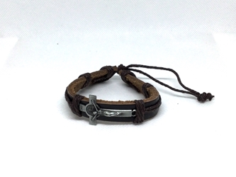 Benedictine Crucifix Leather Bracelet 